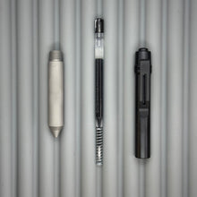 Load image into Gallery viewer, > Spoke Click Model C: Black Aluminum Barrel / Matte Titanium Knurled Grip