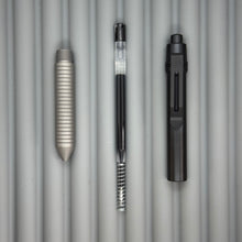 Load image into Gallery viewer, > Spoke Click Model C: Black Aluminum Barrel / Matte Titanium Grooved Grip