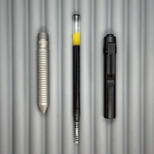 Load image into Gallery viewer, > Spoke Click Model CX: Black Aluminum Barrel / Matte Titanium Grooved Grip