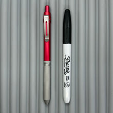 Load image into Gallery viewer, > Spoke Click Model CX: Red Aluminum / Matte Titanium Knurled Grip