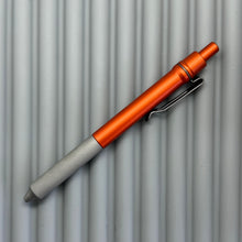 Load image into Gallery viewer, > Spoke Click Model C: Aluminum, Lava Orange / Matte Titanium Knurled Grip