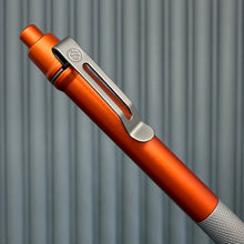 Load image into Gallery viewer, > Spoke Click Model C: Aluminum, Lava Orange / Matte Titanium Knurled Grip