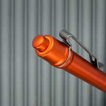 Load image into Gallery viewer, > Spoke Click Model C: Aluminum, Lava Orange / Matte Titanium Knurled Grip