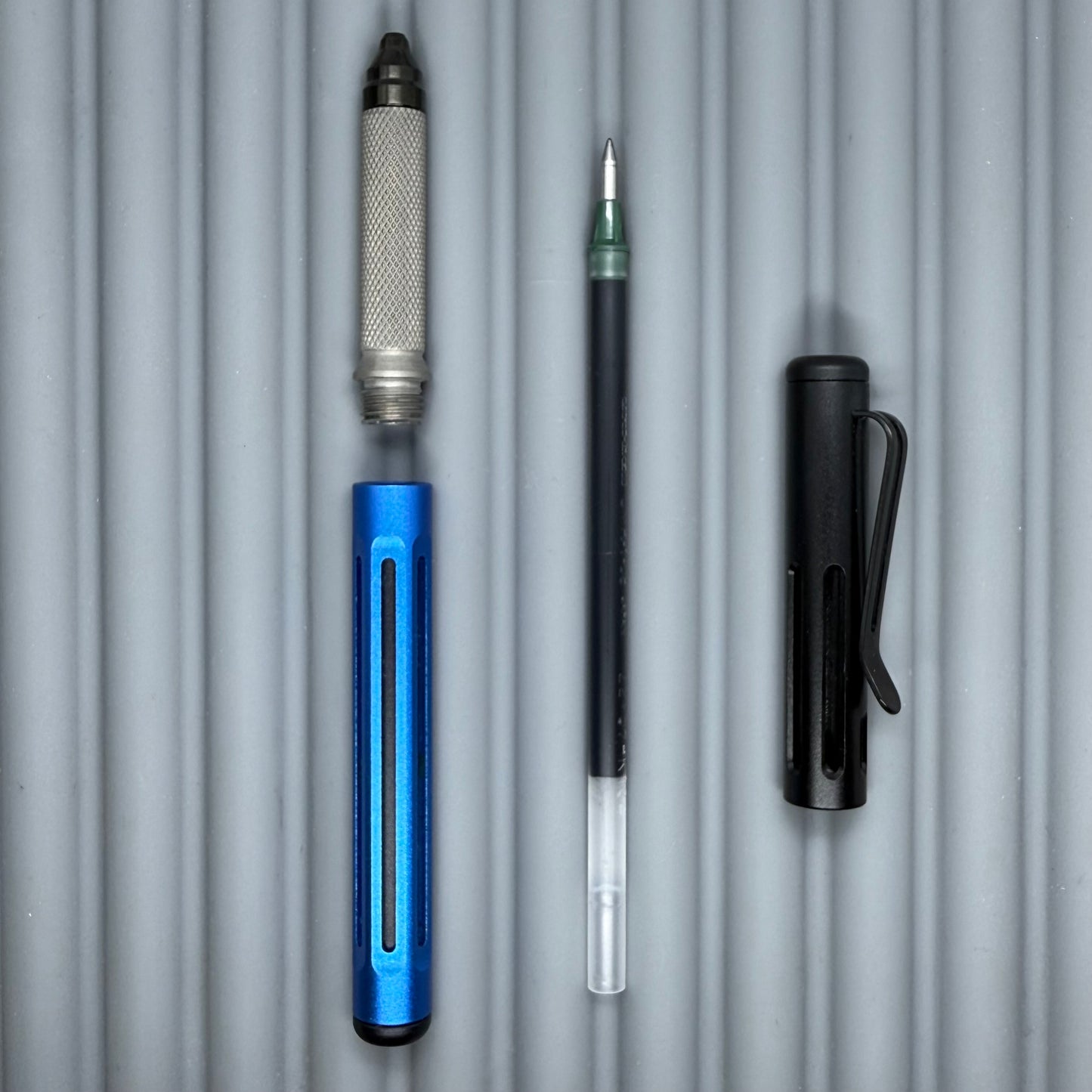 Spoke Pen 2 / Blue with Black Slot Cap & Knurled Ti Grip