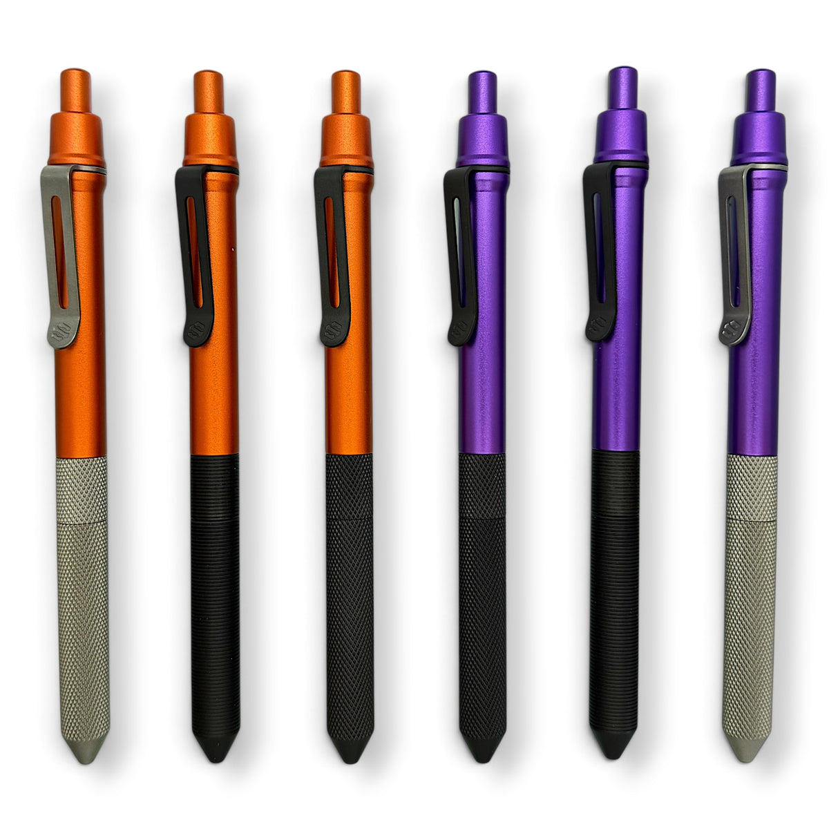 > Spoke Click Model CX-E: Black Titanium Milli-Groove Grip and Clip/ Purple Aluminum Barrel ( Pentel® EnerGel refill)
