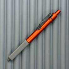 Load image into Gallery viewer, > Spoke Click Model C: Orange Lava Aluminum / Matte Titanium Peak Knurled Grip