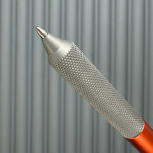 Load image into Gallery viewer, > Spoke Click Model C: Orange Lava Aluminum / Matte Titanium Peak Knurled Grip