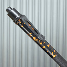 Load image into Gallery viewer, > Spoke Click Model C: Black with Orange Lava Splash, Aluminum / Black Aluminum Peak Knurled Grip