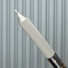 Load image into Gallery viewer, > Spoke Click Model C: Black with Orange Lava Splash, Aluminum / Matte Titanium Peak Knurled Grip