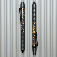 Load image into Gallery viewer, > Spoke Click Model C: Black with Orange Lava Splash, Aluminum / Black Aluminum Grooved Grip