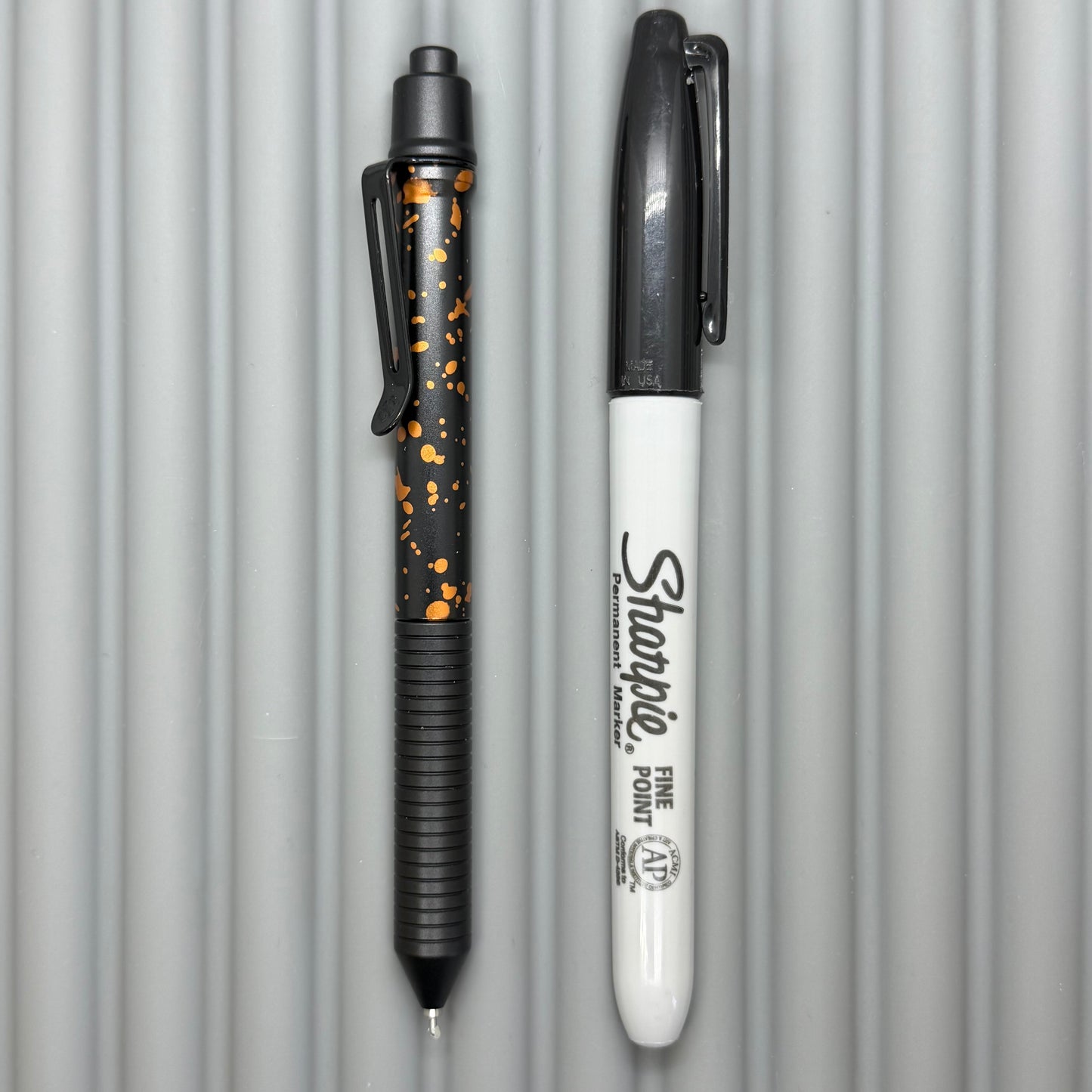 > Spoke Click Model C: Black with Orange Lava Splash, Aluminum / Black Aluminum Grooved Grip