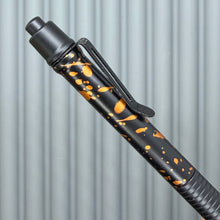 Load image into Gallery viewer, > Spoke Click Model C: Black with Orange Lava Splash, Aluminum / Black Aluminum Grooved Grip