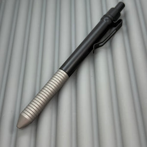 > Spoke Click Model C: Black Aluminum Barrel / Matte Titanium Grooved Grip