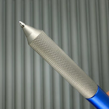 Load image into Gallery viewer, &gt; Spoke Click Model C: Aluminum, Blue / Matte Titanium Knurled Grip