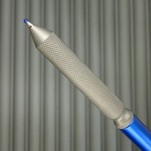 Load image into Gallery viewer, &gt; Spoke Click Model CX: Blue Aluminum / Matte Titanium Knurled Grip