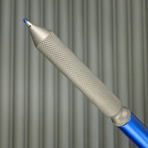 > Spoke Click Model CX: Blue Aluminum / Matte Titanium Knurled Grip