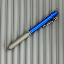 Load image into Gallery viewer, &gt; Spoke Click Model CX: Blue Aluminum / Matte Titanium Knurled Grip