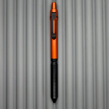 Load image into Gallery viewer, &gt; Spoke Click Model CX: Orange Aluminum / Black Grooved Cylindrical Grip