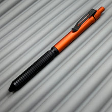 Load image into Gallery viewer, &gt; Spoke Click Model CX: Orange Aluminum / Black Grooved Cylindrical Grip