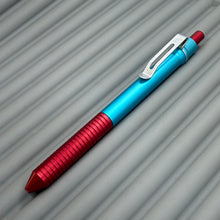 Load image into Gallery viewer, &gt; Spoke Click Model C: Aluminum, Red / Cyan Grooved Cylindrical Grip