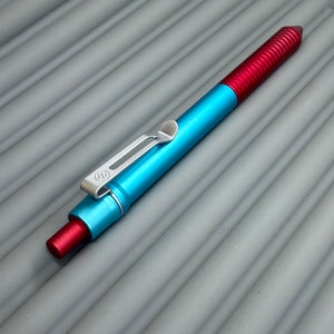 > Spoke Click Model C: Aluminum, Red / Cyan Grooved Cylindrical Grip