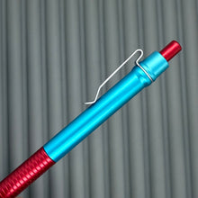 Load image into Gallery viewer, &gt; Spoke Click Model C: Aluminum, Red / Cyan Grooved Cylindrical Grip