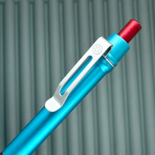 Load image into Gallery viewer, &gt; Spoke Click Model CX: Aluminum, Cyan/Red Grooved Cylindrical Grip