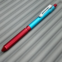 Load image into Gallery viewer, &gt; Spoke Click Model CX: Aluminum, Cyan/Red Grooved Cylindrical Grip