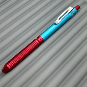 > Spoke Click Model CX: Aluminum, Cyan/Red Grooved Cylindrical Grip