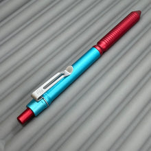 Load image into Gallery viewer, &gt; Spoke Click Model CX: Aluminum, Cyan/Red Grooved Cylindrical Grip