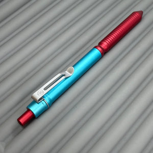 > Spoke Click Model CX: Aluminum, Cyan/Red Grooved Cylindrical Grip