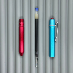 > Spoke Click Model CX: Aluminum, Cyan/Red Grooved Cylindrical Grip