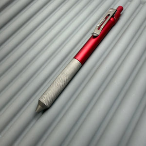 > Spoke Click Model C: Aluminum, Red / Matte Titanium Knurled Grip