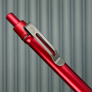 > Spoke Click Model C: Aluminum, Red / Matte Titanium Knurled Grip