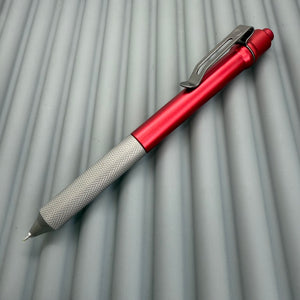 > Spoke Click Model C: Aluminum, Red / Matte Titanium Knurled Grip