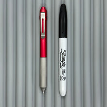 Load image into Gallery viewer, &gt; Spoke Click Model C: Aluminum, Red / Matte Titanium Knurled Grip