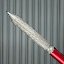 Load image into Gallery viewer, &gt; Spoke Click Model CX: Red Aluminum / Matte Titanium Knurled Grip