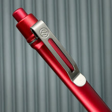 Load image into Gallery viewer, &gt; Spoke Click Model CX: Red Aluminum / Matte Titanium Knurled Grip