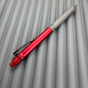 > Spoke Click Model CX: Red Aluminum / Matte Titanium Knurled Grip