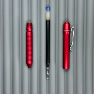 > Spoke Click Model CX: Red Aluminum / Red Grooved Cylindrical Grip