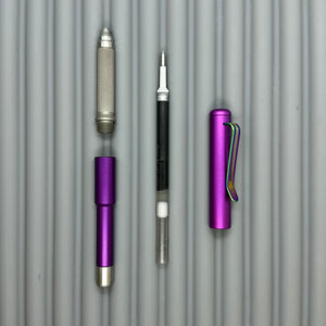 Roady XL / Purple - matte knurl Titanium grip & Rainbow Clip