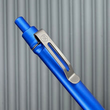 Load image into Gallery viewer, &gt; Spoke Click Model CX: Blue Aluminum / Matte Titanium Knurled Grip