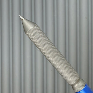 > Spoke Click Model CX: Blue Aluminum / Matte Titanium Knurled Grip