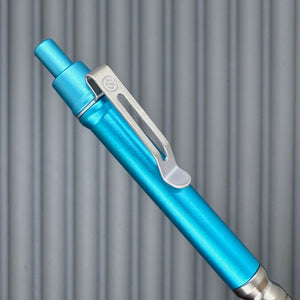 > Spoke Click Model CX: Cyan Aluminum / Shiny Groove Knurled Grip