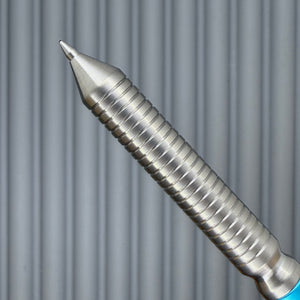 > Spoke Click Model CX: Cyan Aluminum / Shiny Groove Knurled Grip