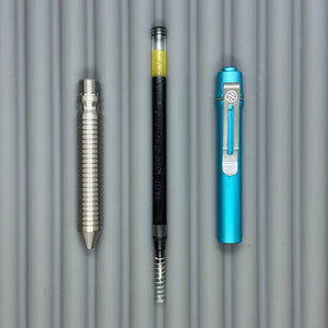 > Spoke Click Model CX: Cyan Aluminum / Shiny Groove Knurled Grip