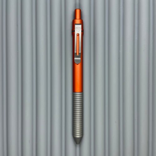 > Spoke Click Model C: Aluminum, Lava Orange / Matte Titanium Grooved Grip