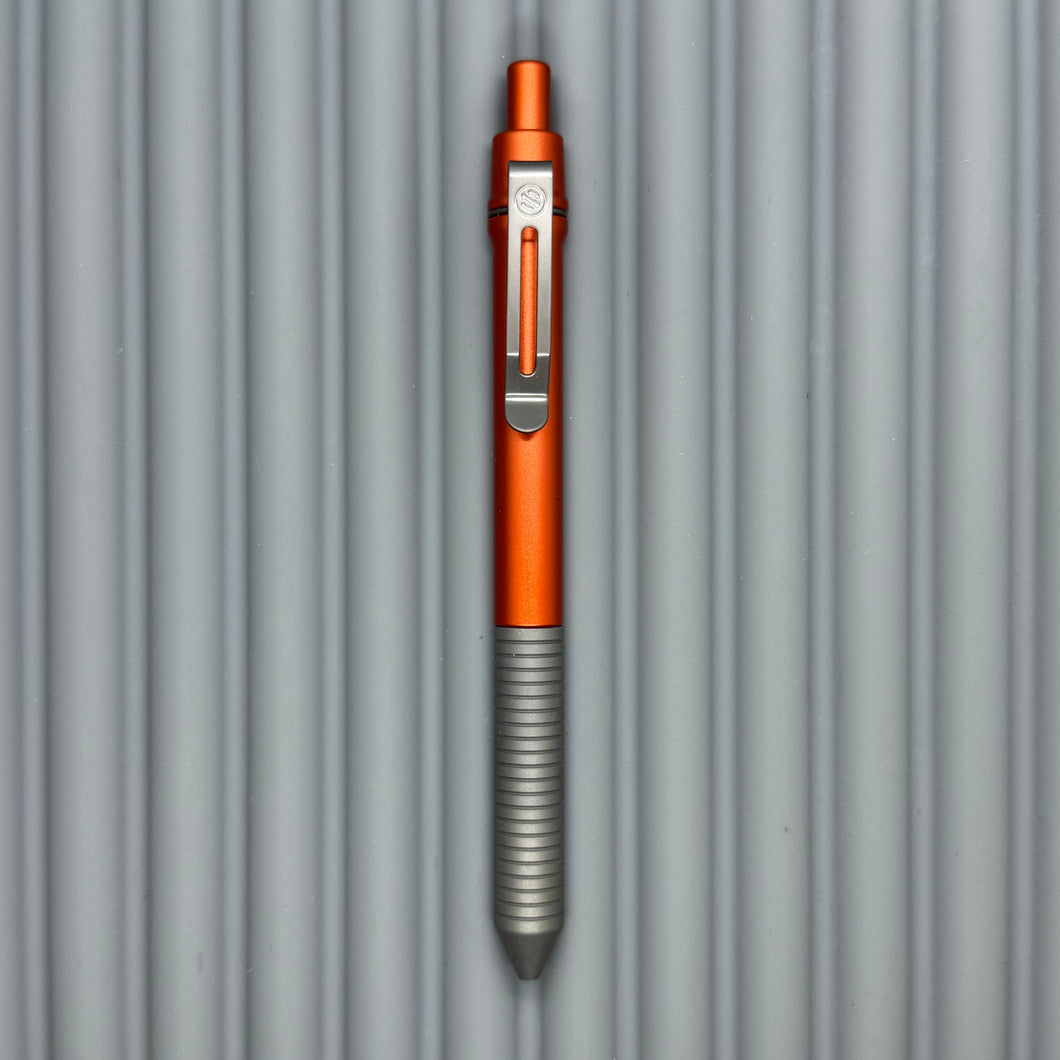 > Spoke Click Model C: Aluminum, Lava Orange / Matte Titanium Grooved Grip