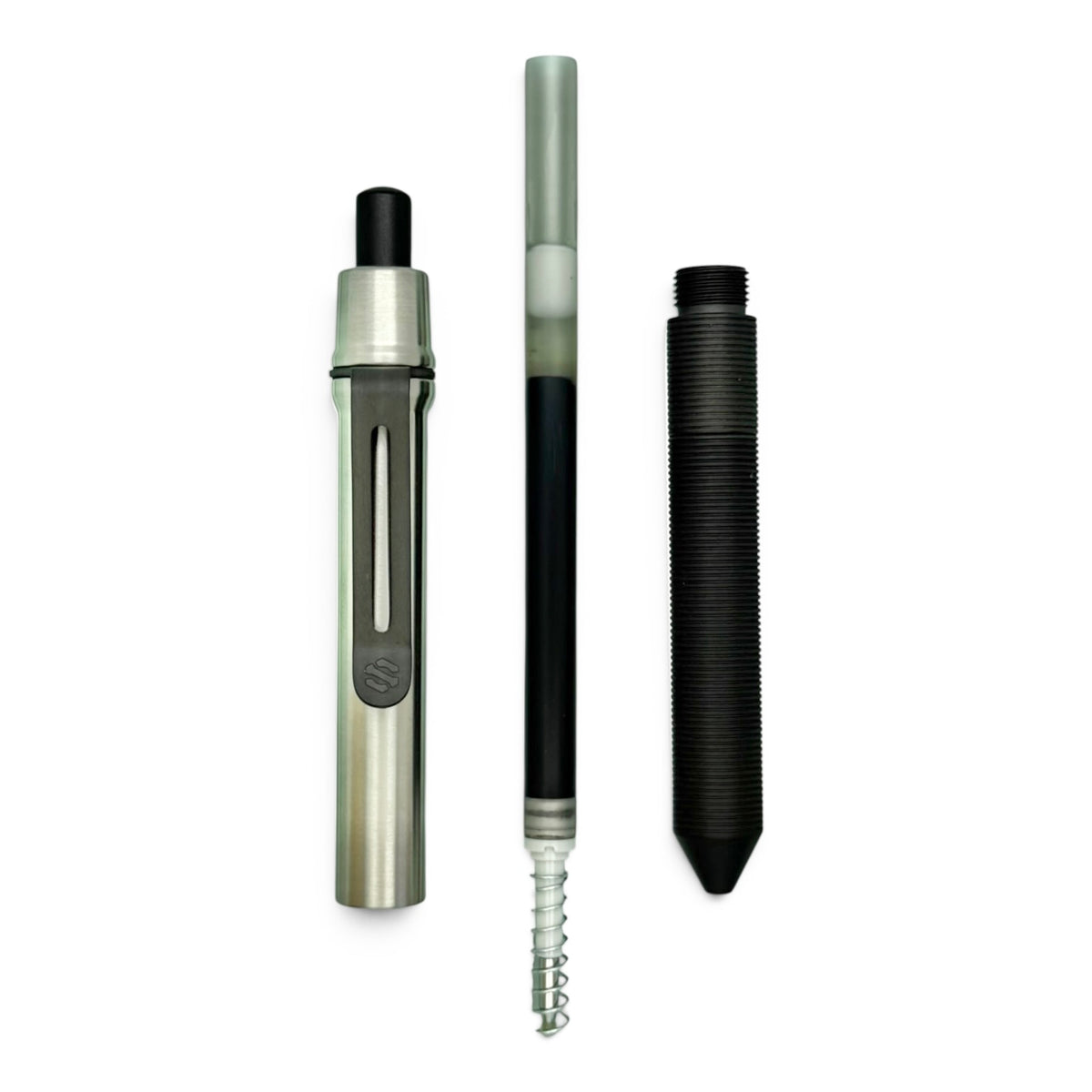 > Spoke Click Model CX-E: Satin Titanium / Black Ti Grooved Grip & Clip (Pentel® EnerGel refill) (Copy)