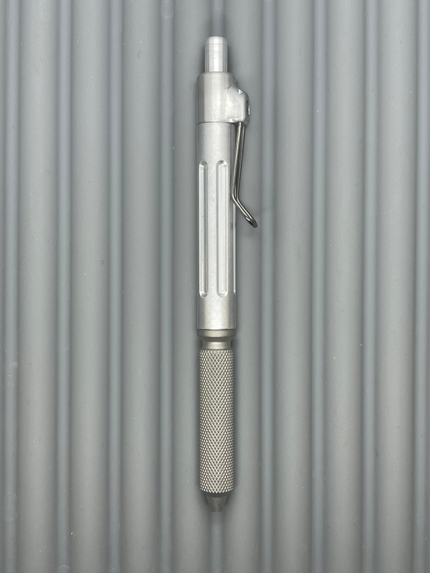 Spoke Click Prototype (Alpha): Titanium Knurl Grip, Bare Aluminum Barrel